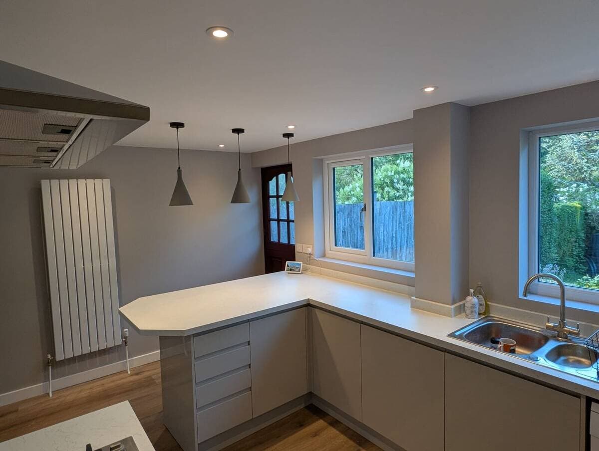 Completed kitchen sink and worktop area by G R Plumbing